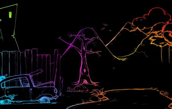 Color, abstraction, the dark background, figure, figure, silhouette, colours, sketch