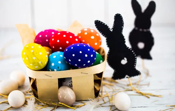 Colorful, Easter, happy, spring, Easter, eggs, holiday, bunny