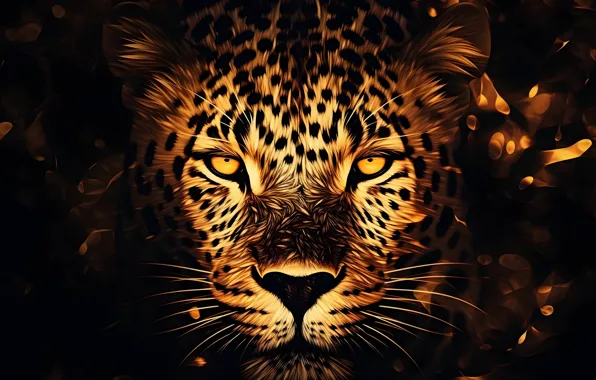 Face, the dark background, portrait, Jaguar, AI art, neural network