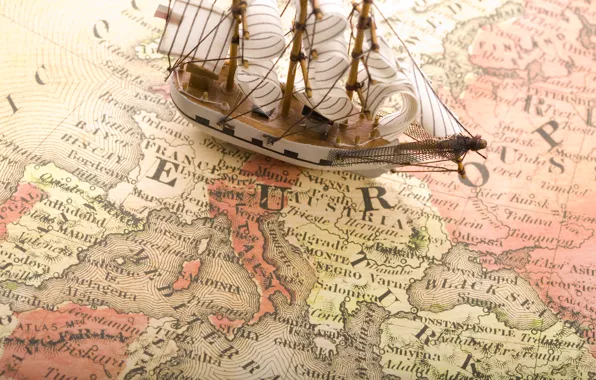 Ship, map, Europe, europa, the nautical theme