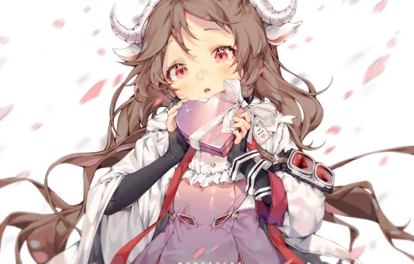 Candy, girl, horns, Valentines Day, Arknights, Eyjafjallajökull