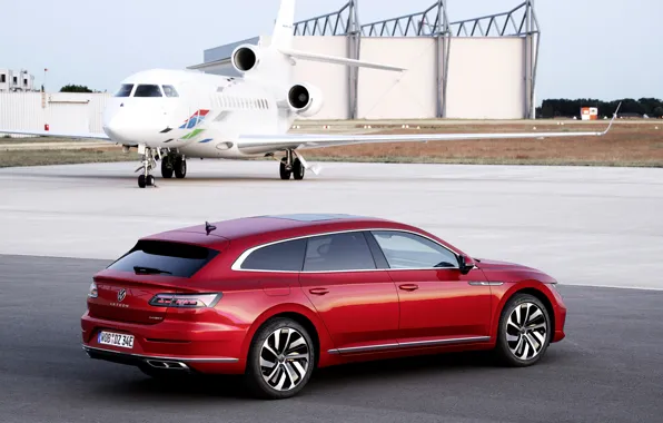 Red, Volkswagen, the plane, universal, Shooting Brake, R-Line, 2020, Arteon