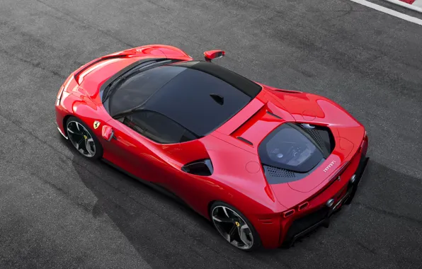 Picture Ferrari, sports car, drives, the view from the top, Road, SF90