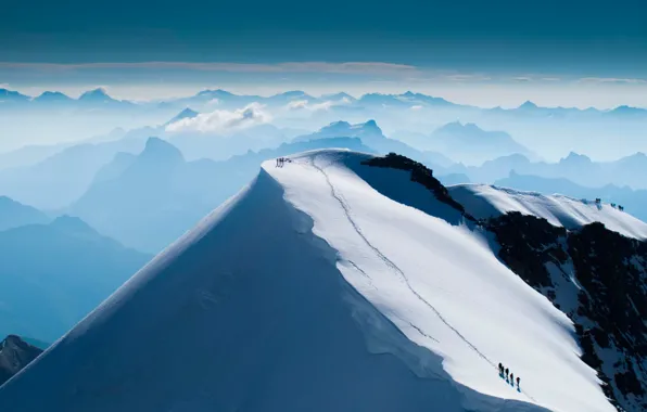 Snow, mountain, top, climbing