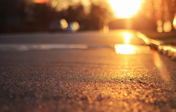 Picture asphalt, the sun, macro, rays, background, earth, Wallpaper, blur