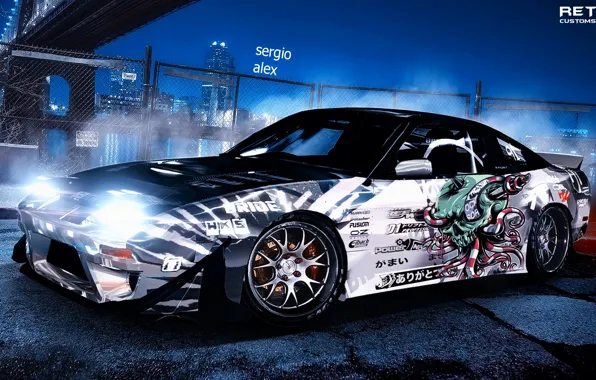 City, Nissan, Car, japan, Street, photoshop, 240sx, Stance