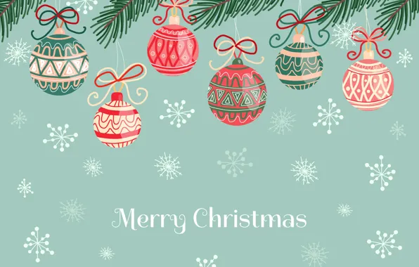 Picture balls, snowflakes, background, balls, Christmas, New year