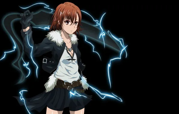 Picture girl, skirt, sword, jacket, electricity, misaka mikoto, strap, to aru kagaku no railgun