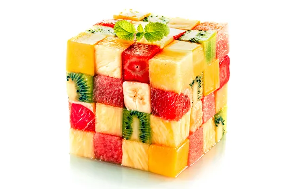 Cubes, pieces, cube, fruit, design, fruits, cube