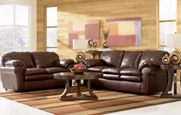 Room, sofa, wall, furniture, Windows, chair, leather