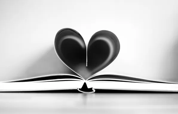 Picture heart, book, black and white, owner, page