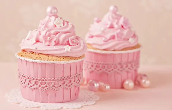 Decoration, pink, cream, pink, sweet, cupcake, cupcake, baby