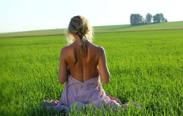 BLONDE, GRASS, HORIZON, FIELD, GREENS, BACK, MOOD, DAL