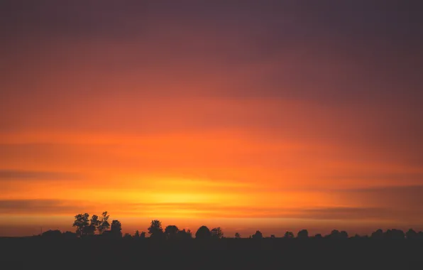Sunset, The sun, The sky, Nature, Clouds, The evening, Silhouette, Landscape