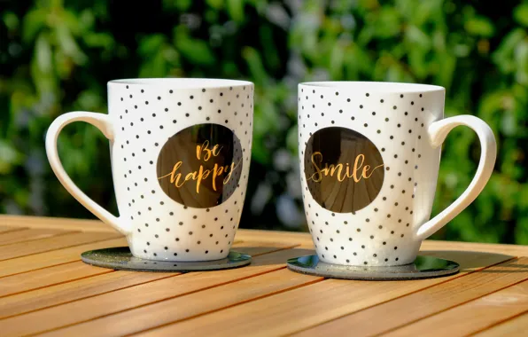 The inscription, mugs, two mugs