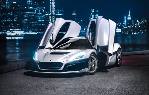 Picture white, Rimac, doors up, Concept Two, Rimac C_Two