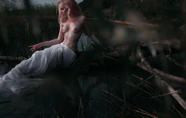 Water, dreams, mermaid, photographer, naked, sitting, Roman Filippov