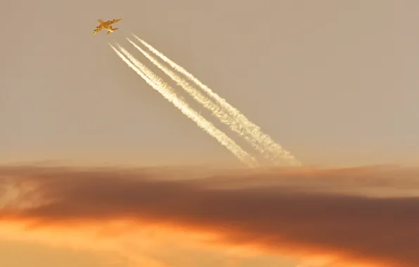 The sky, trail, the plane