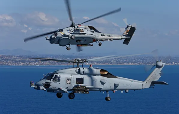 Picture flight, pair, helicopter, multipurpose, Seahawk, "Sea Hawk", Sikorsky MH-60R
