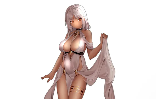 Girl, sexy, cleavage, long hair, dress, boobs, anime, beautiful
