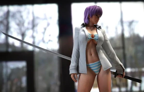 Swimsuit, chest, body, sword, katana, fighter, Dead or Alive, Team Ninja