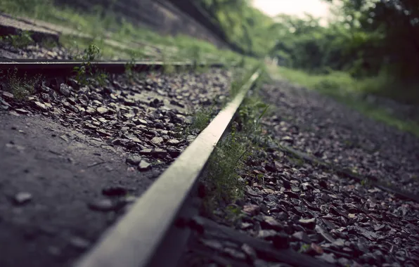 Picture macro, nature, stones, rails, focus, railroad, sleepers, macro