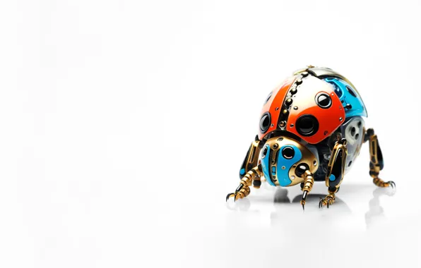 Robot, beetle, technology, white background, insect, AI art, neural network, micro robot