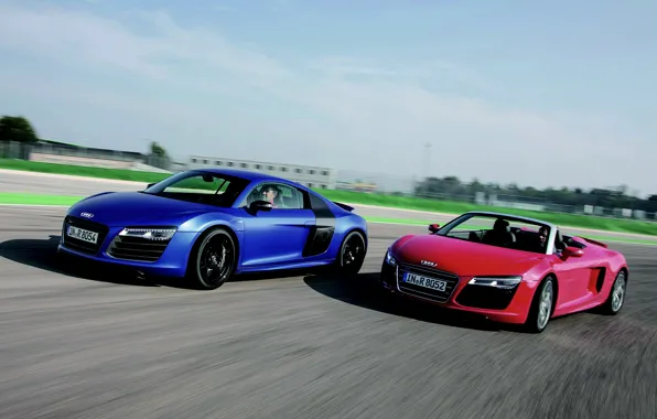 Red, Blue, Audi R8, Spyder, V10, Audi R8 V10