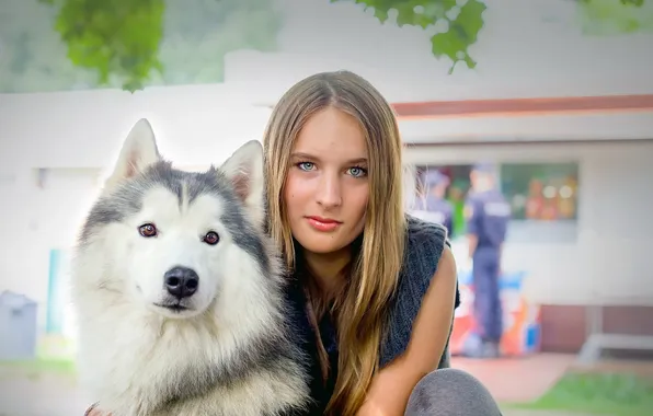 Picture girl, mood, dog