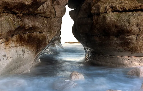 Sea, landscape, rocks, England, Flamborough