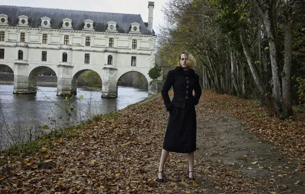 France, Girl, Trees, House, Kristen Stewart, Kristen Stewart, France, Chateau de Chenonceau