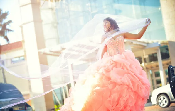 Picture girl, mood, dress, the bride, veil, wedding dress