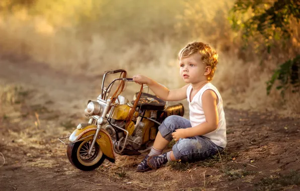 Picture toy, boy, baby, motorcycle, child, Irina Zuboreva