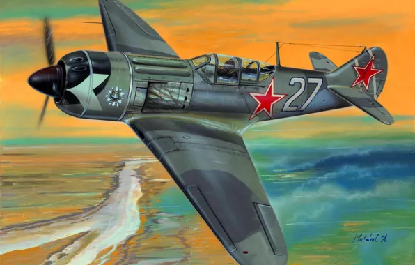 Fighter, La-7, THE RED ARMY AIR FORCE, Combat aircraft, Radial engine ASH-82FN, Lavochkin La 7
