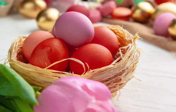 Holiday, eggs, Easter, basket