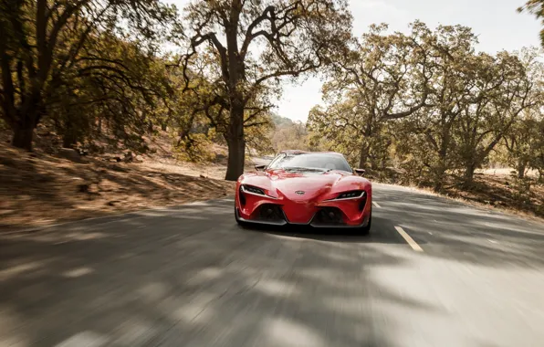 Road, red, movement, coupe, Toyota, 2014, FT-1 Concept