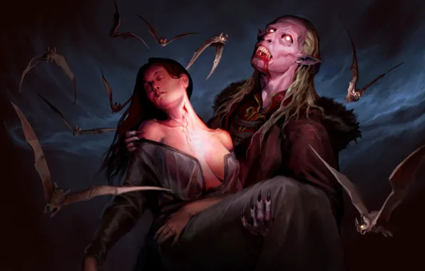Girl, Vampire, Bats