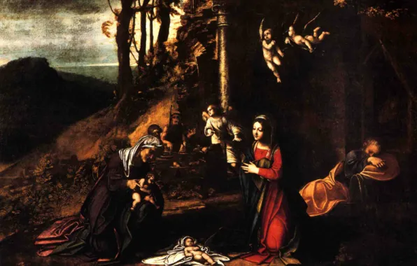 Picture Oil on Wood, 1512, Correggio, Nativity Crespi