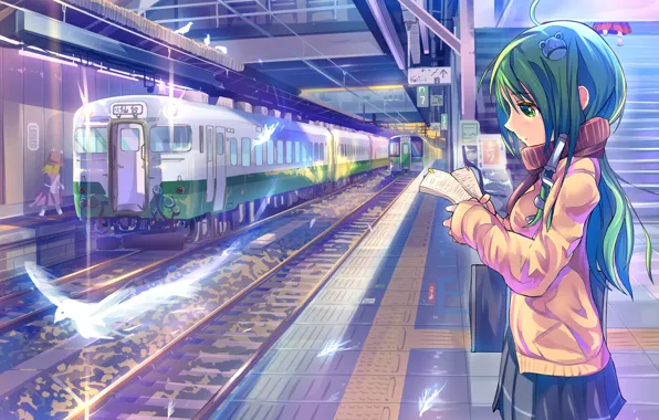 Picture birds, metro, girls, train, art, records, touhou, kochi have done the art