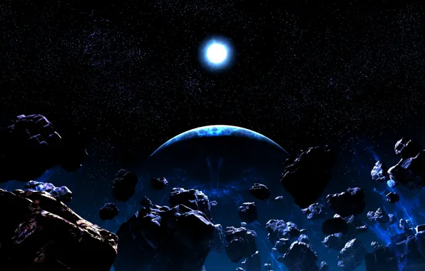 The sun, space, stars, planet, art, and-k