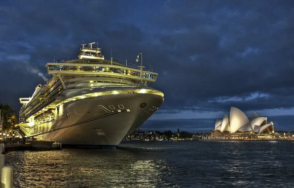 Night, ship, Australia, Sydney, harbour