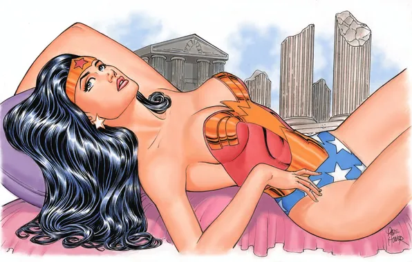 Picture look, art, costume, Wonder Woman, comics, Diana Prince, Dave Hoover