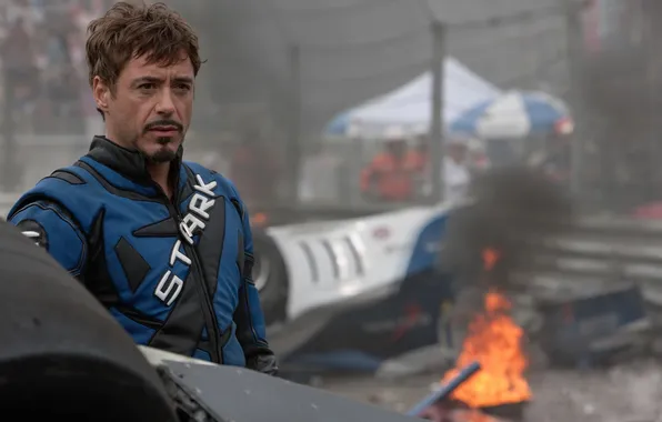 Crash, fire, race, Iron man, Robert Downey Jr., Robert Downey Jr., Tony Stark, 2 Iron …