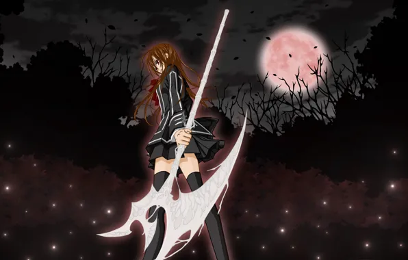 Girl, the moon, anime, Vampire Knight, knight-vampire, yuki, Yuki