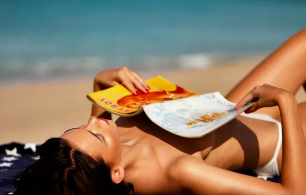 Playboy, beach, sea, Ariel, woman, sand, breasts, bikini