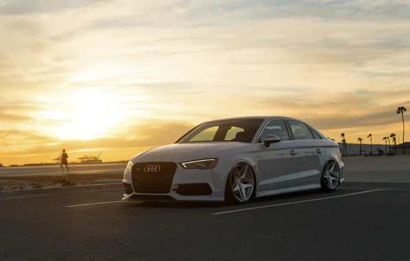 Sunset, Audi, car, Audi S3