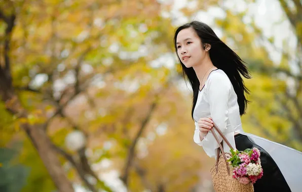 Girl, background, Asian