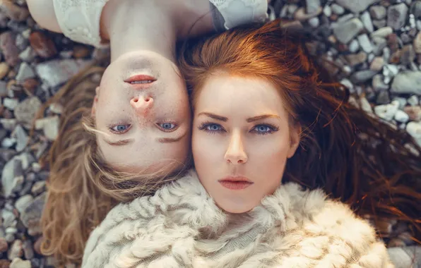 Picture eyes, girls, blue, freckles, red, brown hair