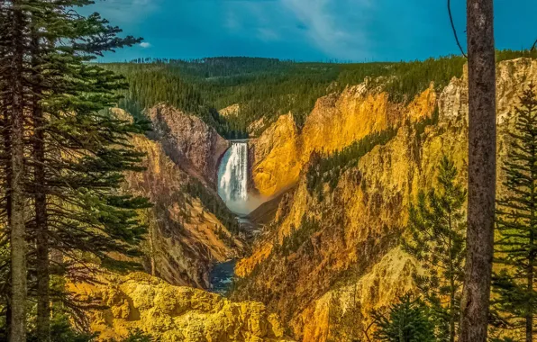 Picture USA, River Yellowstone, Yellowstone national Park, steam waterfall