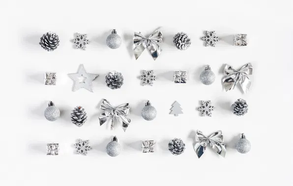 Picture New Year, Christmas, silver, white, Christmas, bumps, Merry Christmas, Xmas